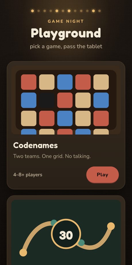 Playground game hub on a phone